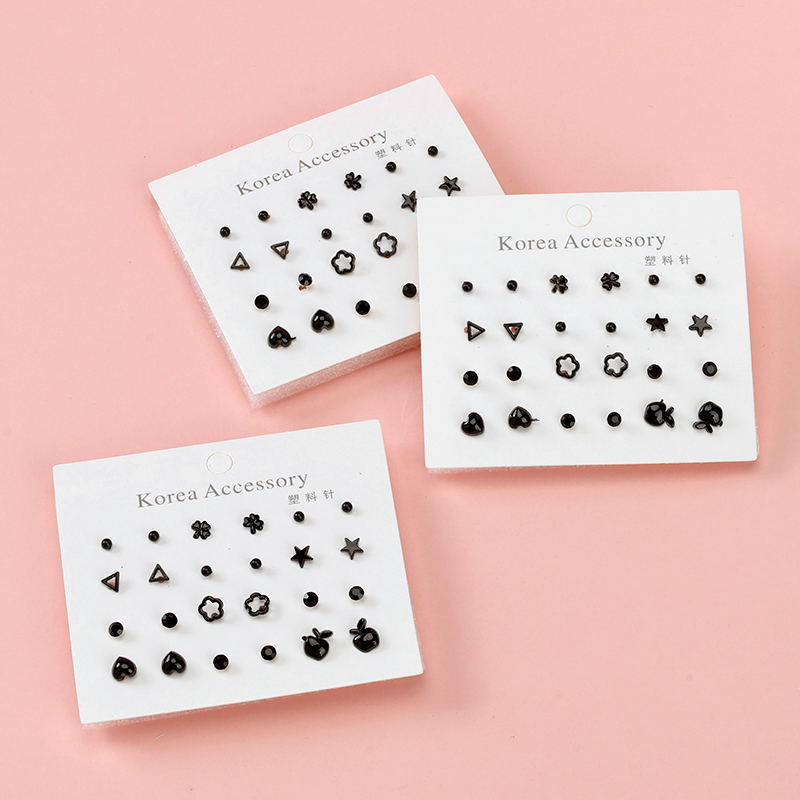 Túi đựng đinh trang trí bằng nhựa màu đen (12 đôi), màu sắc ngẫu nhiên