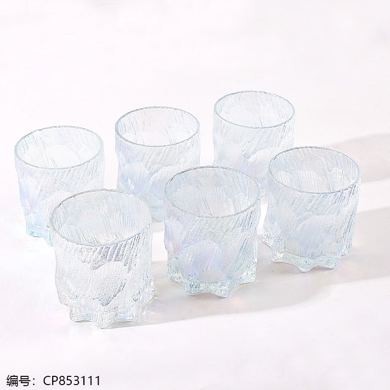 Short Texture Rainbow Glass Cup - Single 238-1