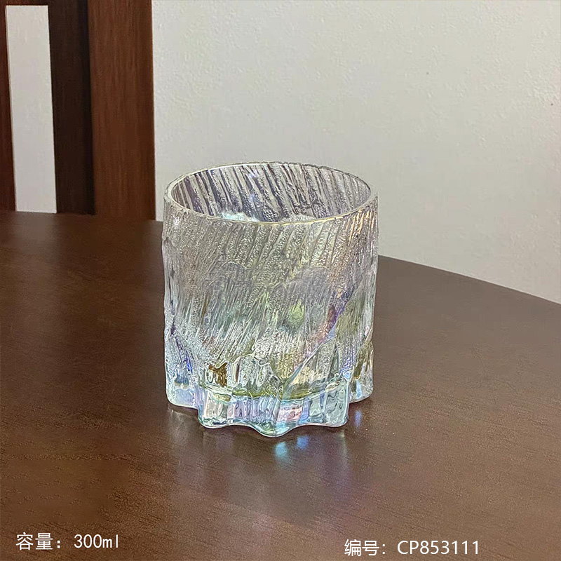 Short Texture Rainbow Glass Cup - Single 238-1