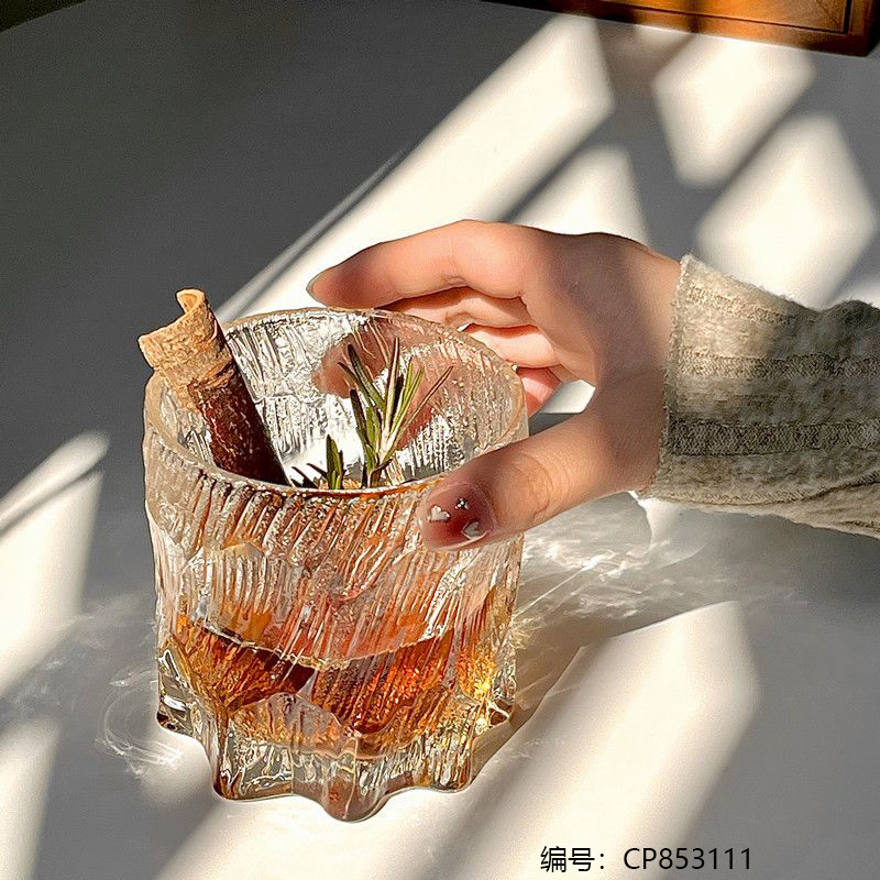 Short Texture Rainbow Glass Cup - Single 238-1