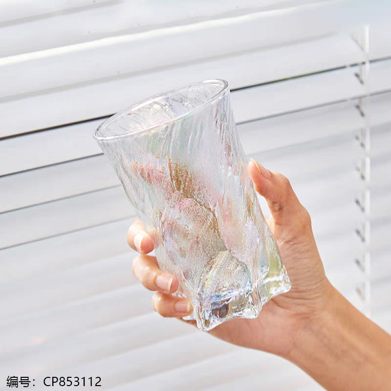 Tall Texture Rainbow Glass Cup - Single 238