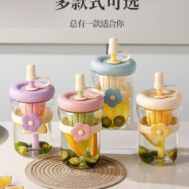 Quanming flower straw glass (400ml, net)