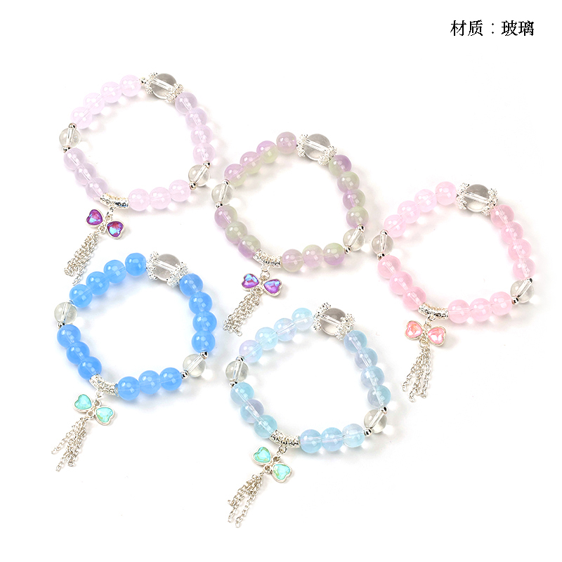 Crystal Bow Tassel Bracelet