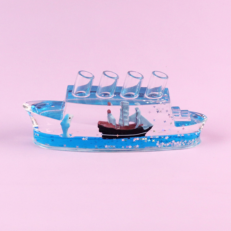 SY167 blue water ship crystal ornaments
