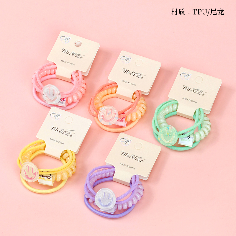 Color smiley face rubber band telephone line combination