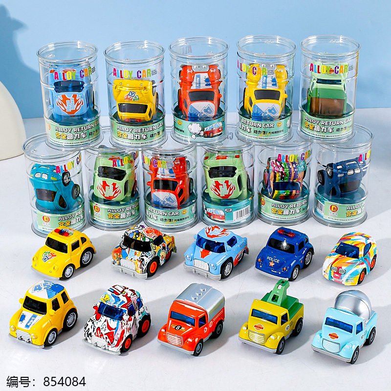 927 Oil Drum Cartoon Alloy Pull-Back Car (1 x 24 + Drum)