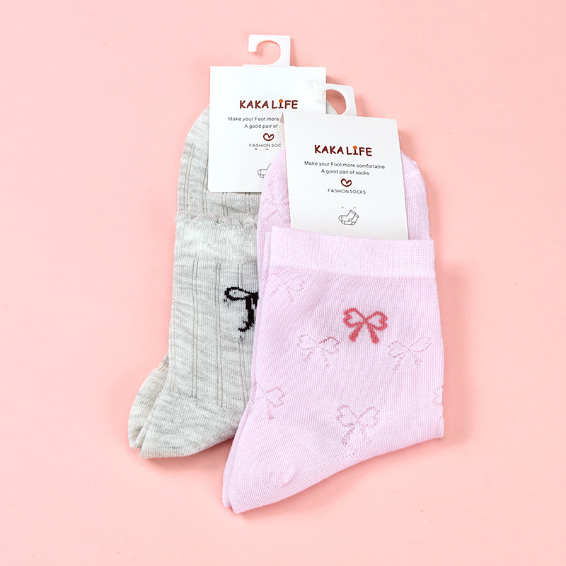 2069 Kaka ladies in the tube color cotton socks (thin)