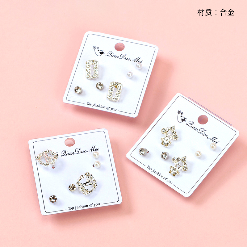 Long point drill modeling three pairs of earrings