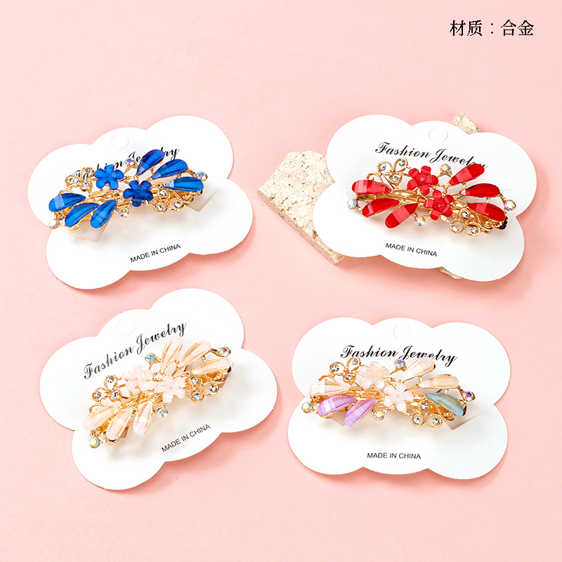 6cm point drill glass flower horizontal clip