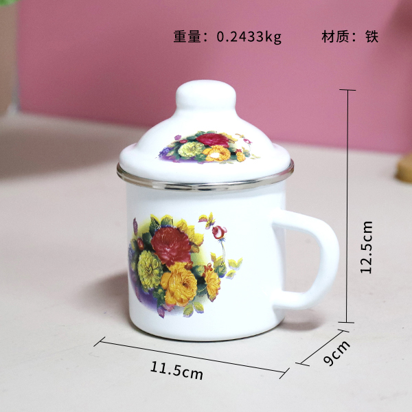 828-8cm edging love flower enamel cup - Image 2