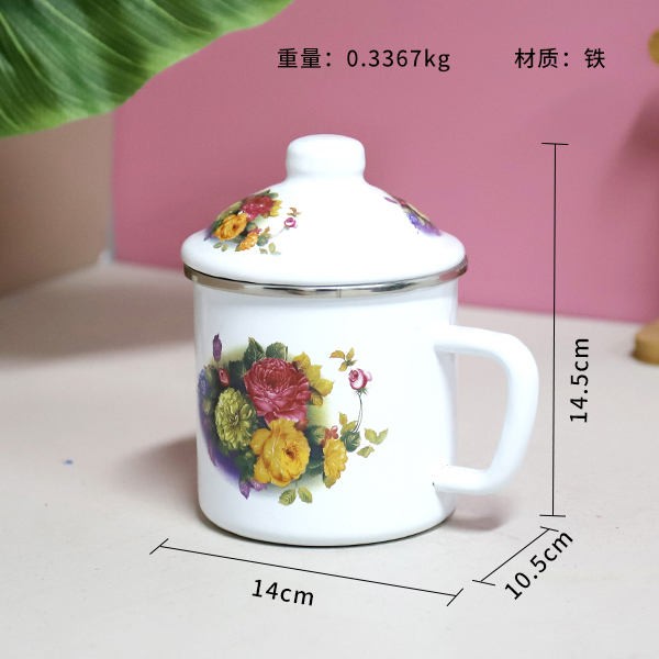 1024-10cm edging love flower enamel cup - Ảnh 2