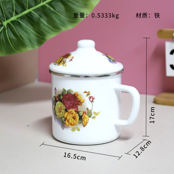 1221-12cm edging love flower enamel cup - Image 3