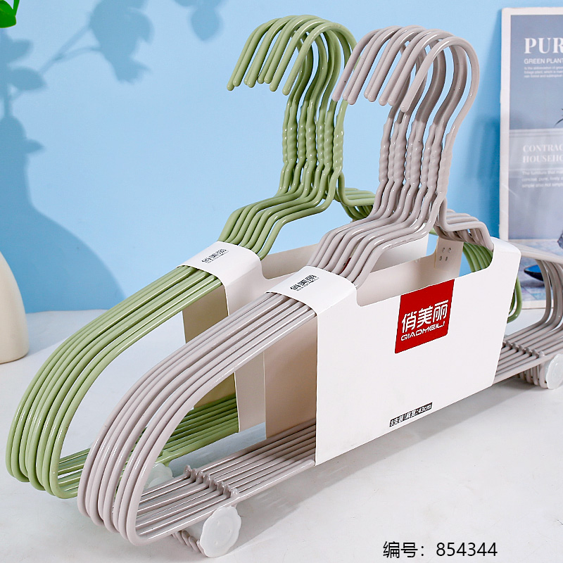 6008 PVC-Coated Shoulder Clothes Hanger 8pcs/Set