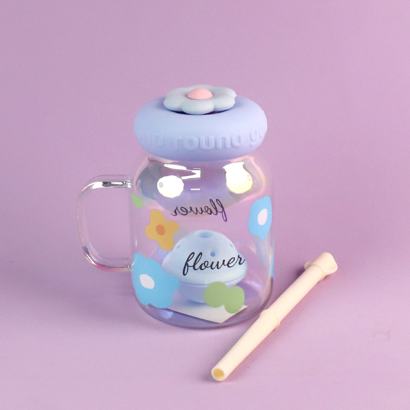 4064-G Planet Tea Warehouse Colorful Small Flower Glass