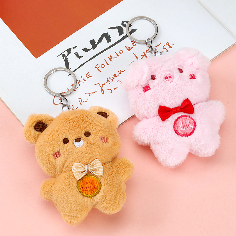 Plush bow tie animal pendant