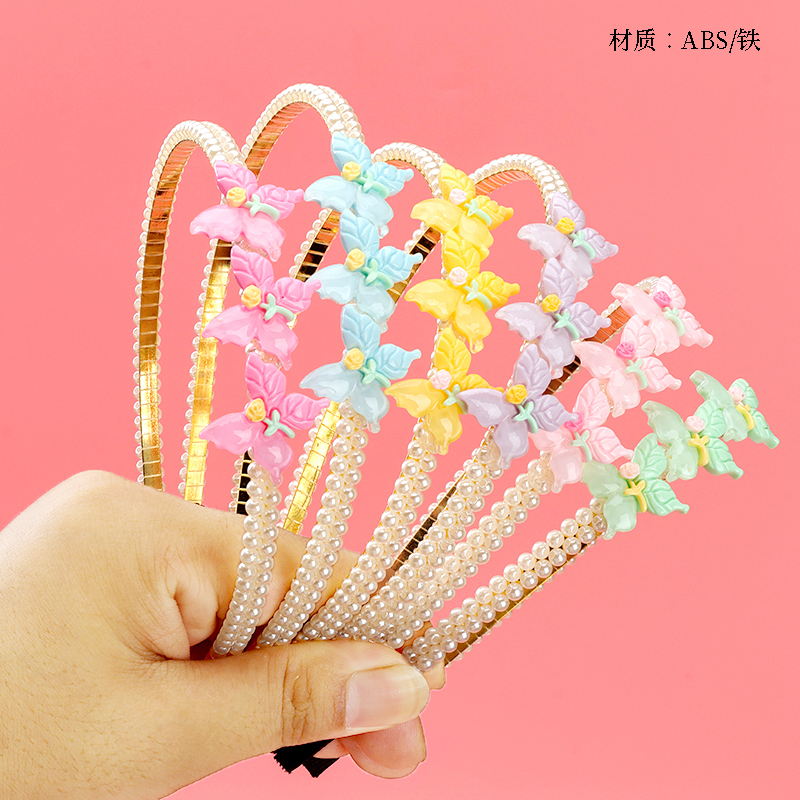New color flower butterfly pearl head buckle