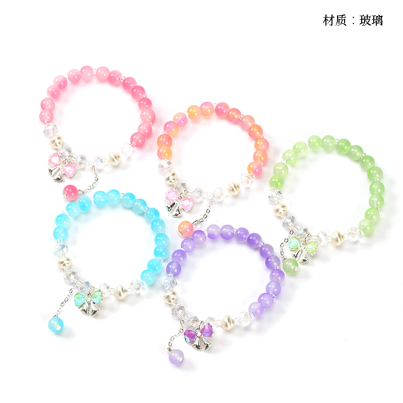 Gradient bead hanging butterfly accessories bracelet