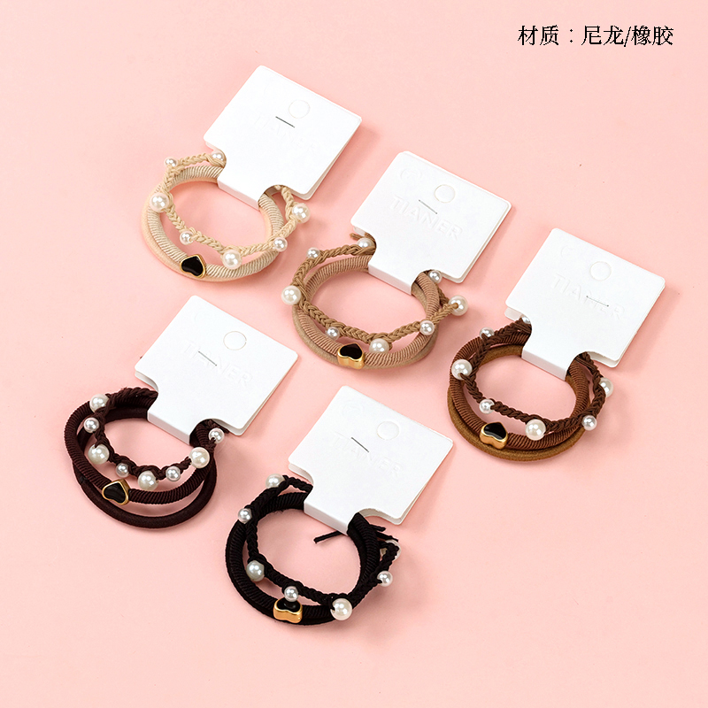 Milk tea color drop oil pearl accessories combination rubber band