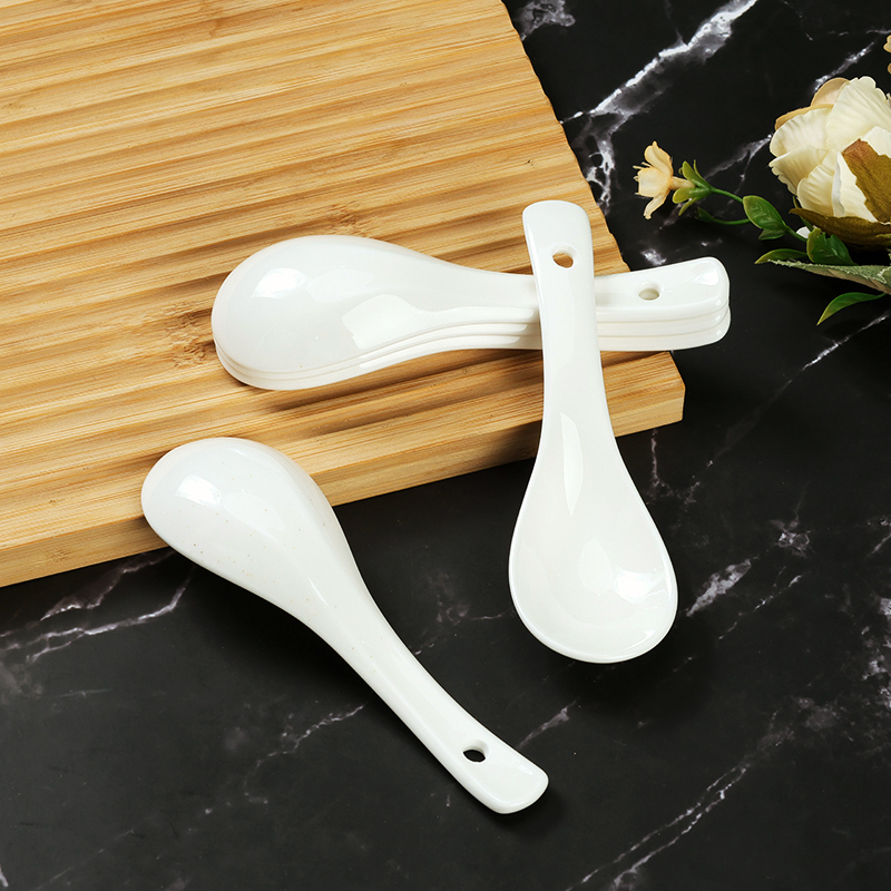 4 Ceramic White Spoons