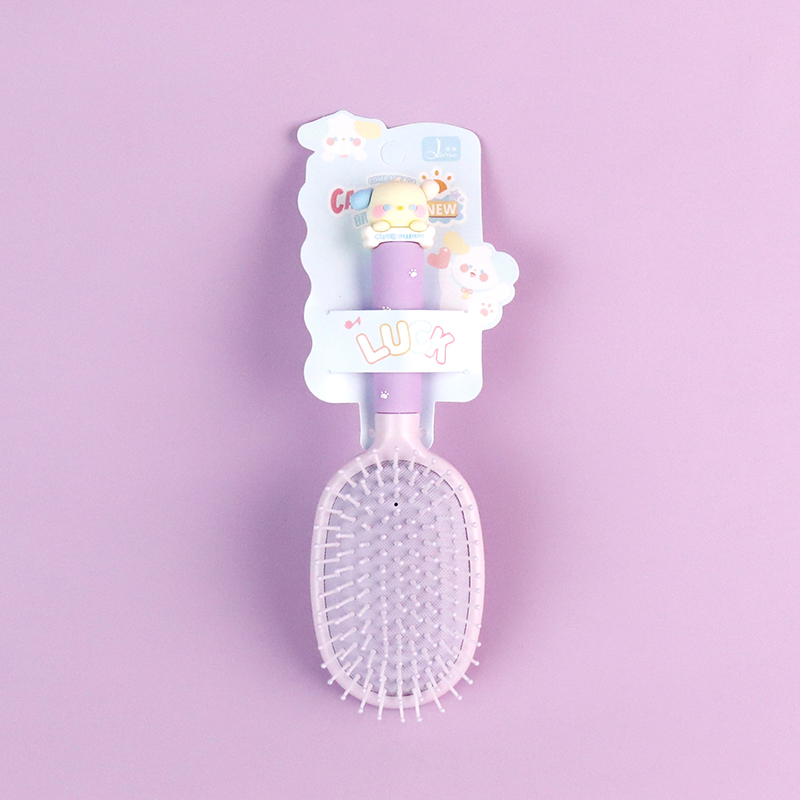 * 0659 cream dog oval silicone handle airbag comb