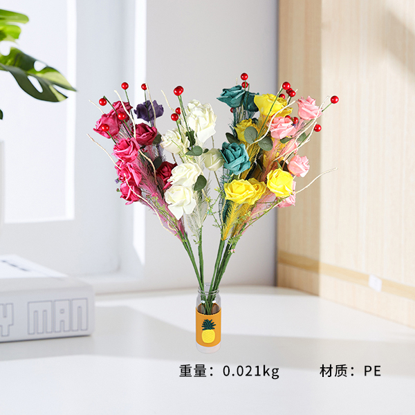 4080 plastic flowers with cherry (melange).