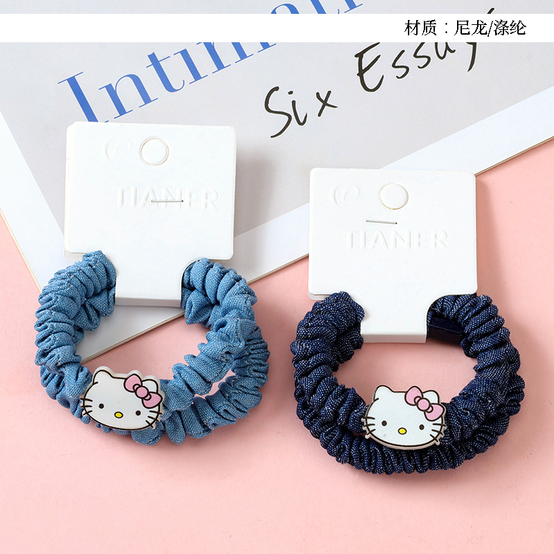Two cartoon accessories Denim fabric rubber bands