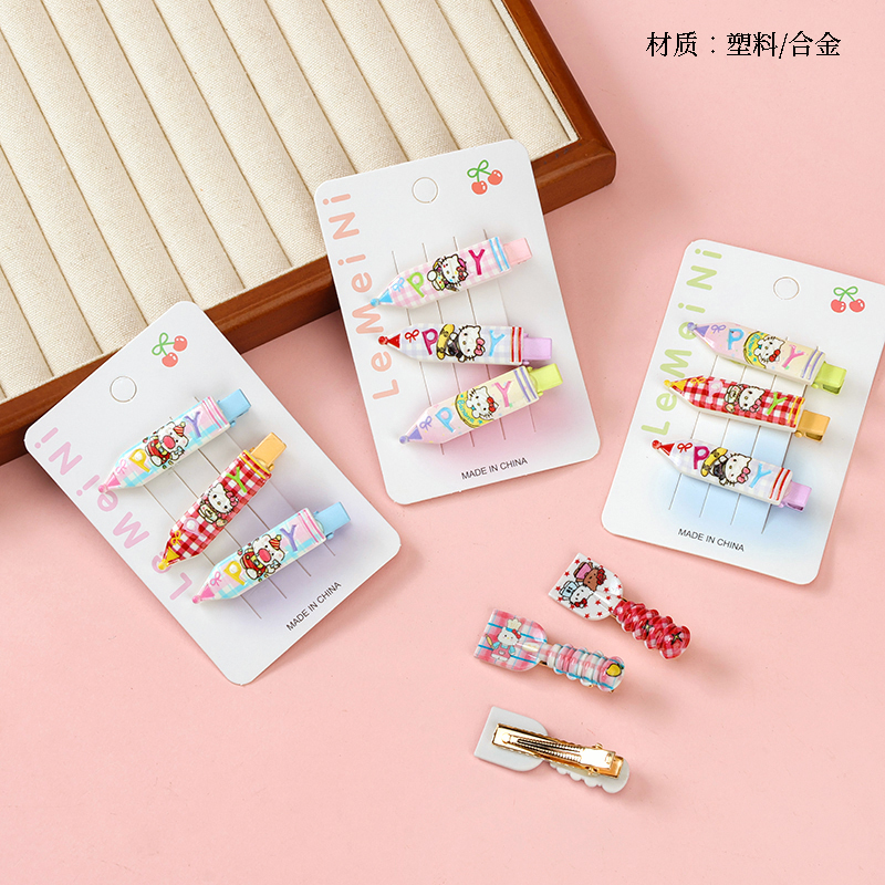 Boxed three cartoon printing accessories duck clip