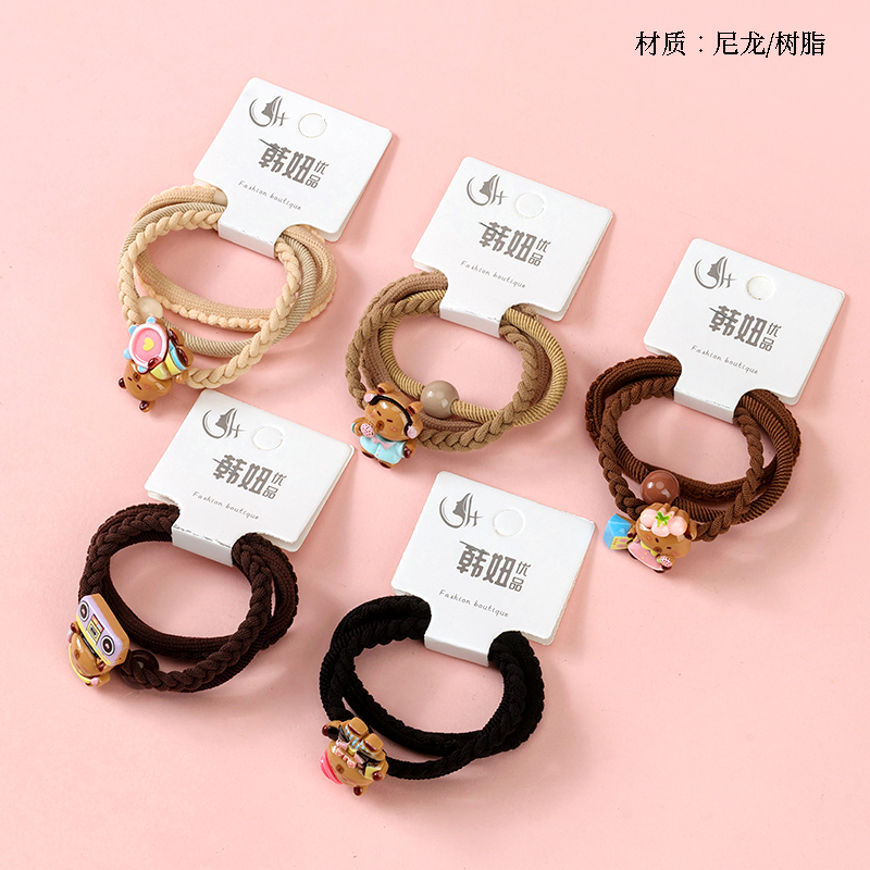 Phụ kiện thẻ màu nâu: dây thun bện (3)