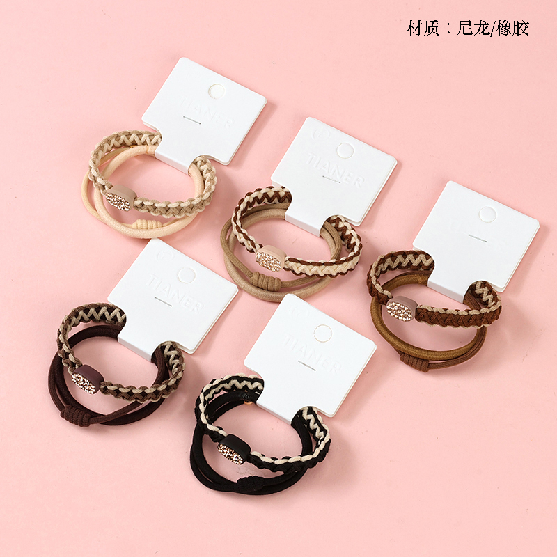 Three milk tea color point drill accessories braid rubber band