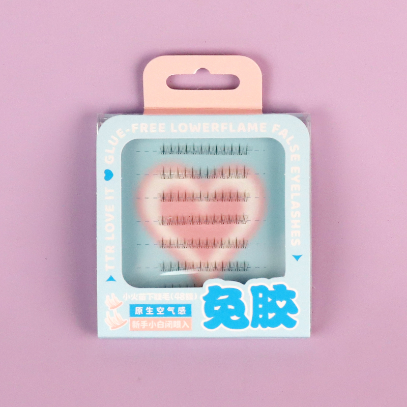C1-XD5837TR three seconds heart glue-free self-adhesive small flame eyelashes (48 clusters)