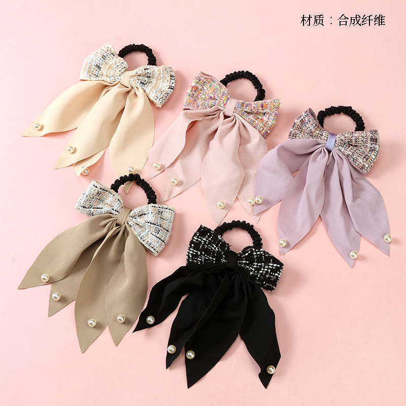 Small fragrant style nail bead bow tie ribbon fabric rubber band