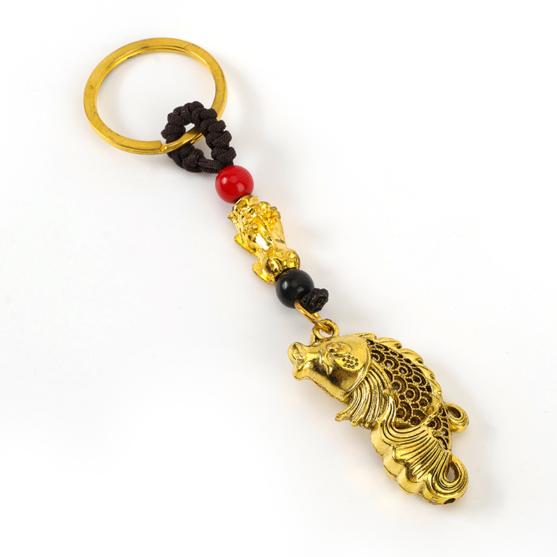 Hand-woven alloy annual fish pendant