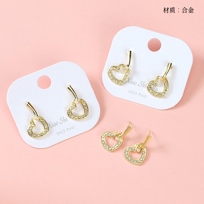 French point drill love earrings