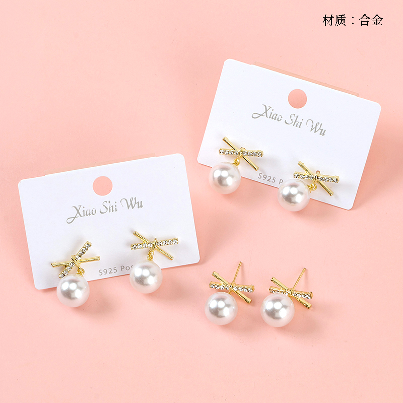 New cross pearl pendant earrings