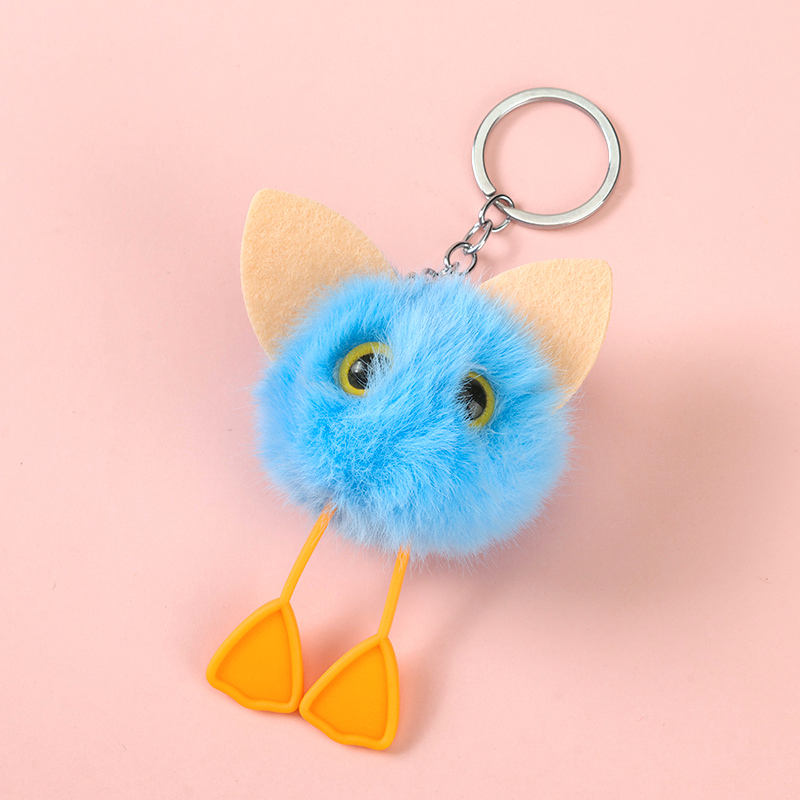 Cute cat ear yellow claw hair ball pendant