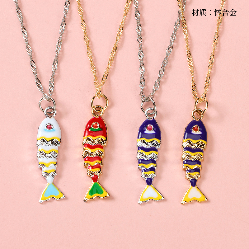 Color small fish water ripple necklace