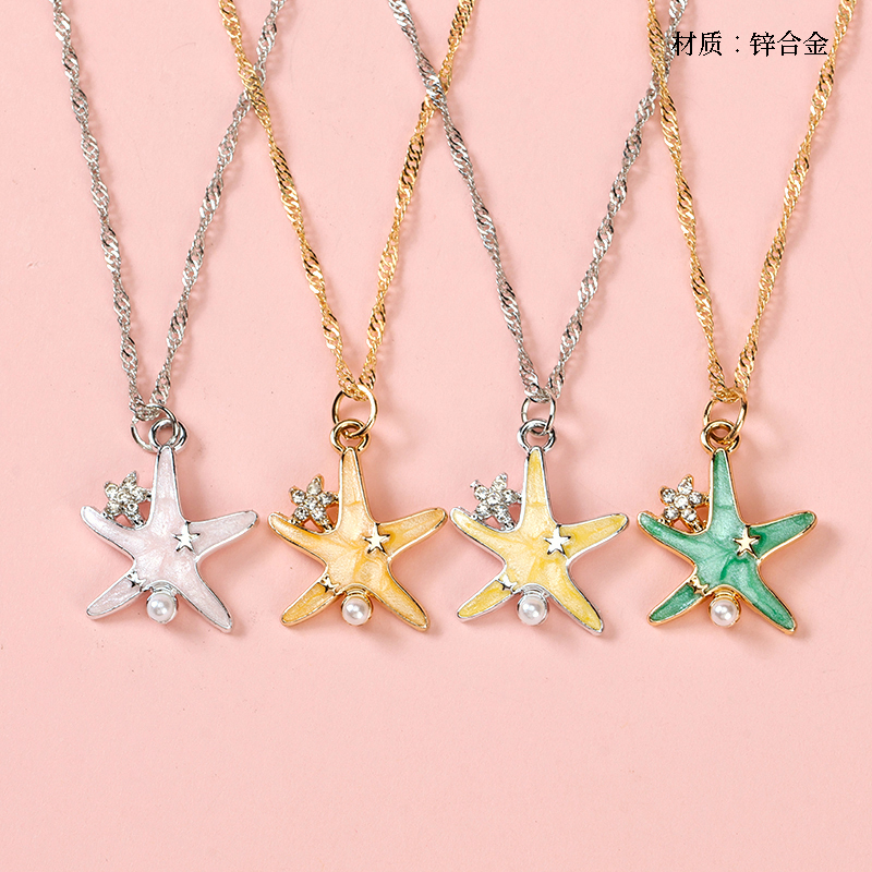 New Color Starfish Water Ripple Necklace