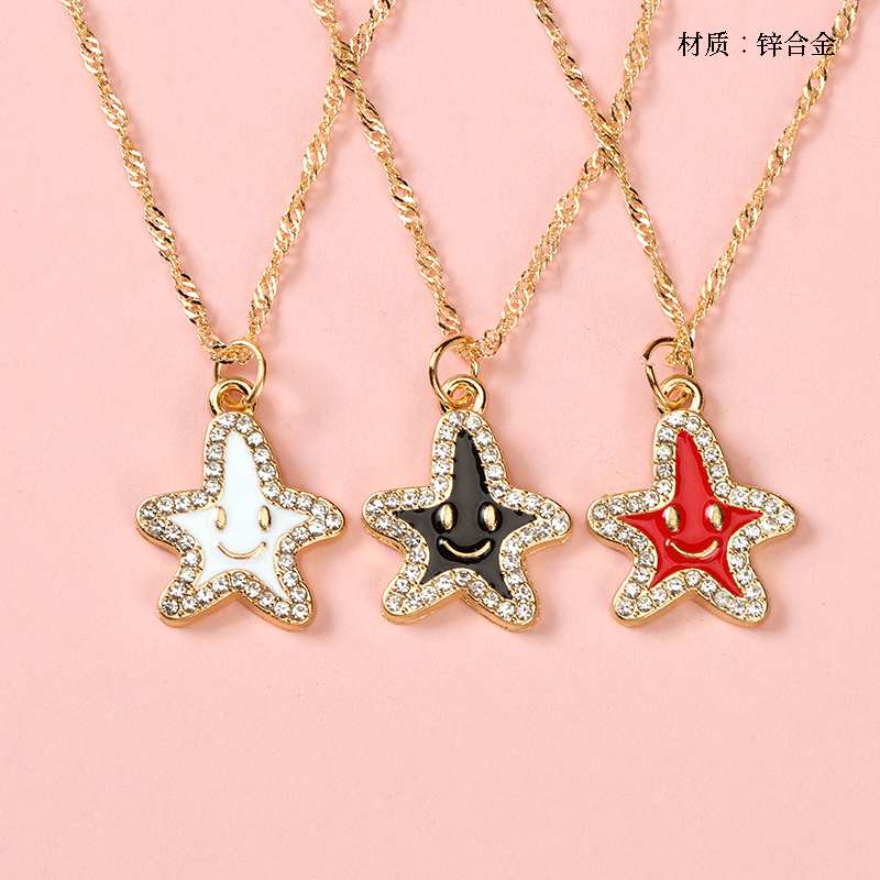 Drip Smiley Starfish Water Ripple Necklace