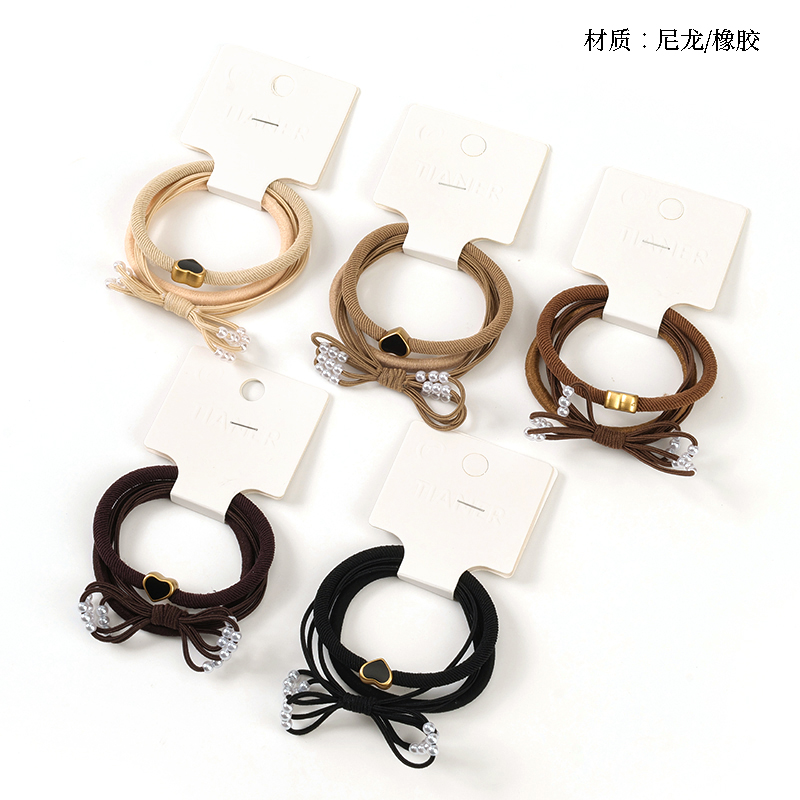 Fashion pearl knotted 3 rubber bands