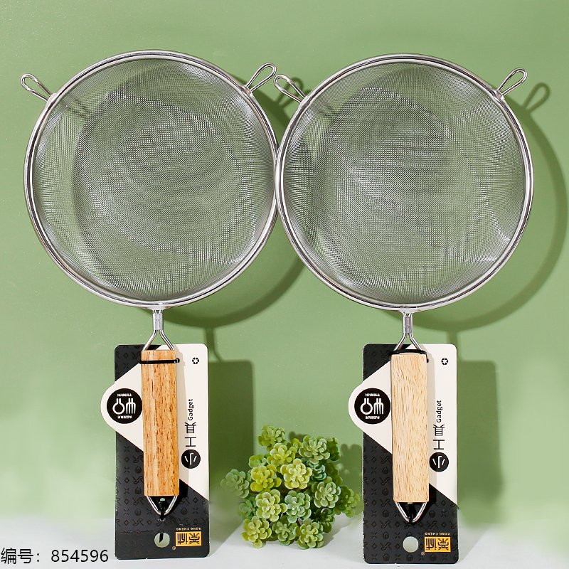 8198 Clamp Wood 18cm Mesh Strainer