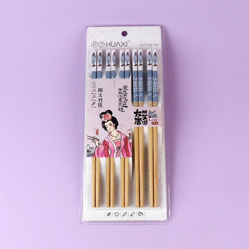 8429 Morandi cartoon fish bamboo chopsticks (10 pairs)