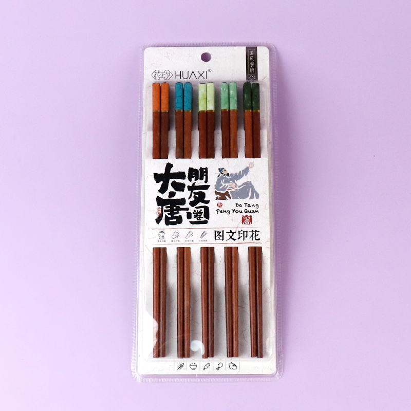 8882 colorful jade red sandalwood chopsticks (10 pairs)