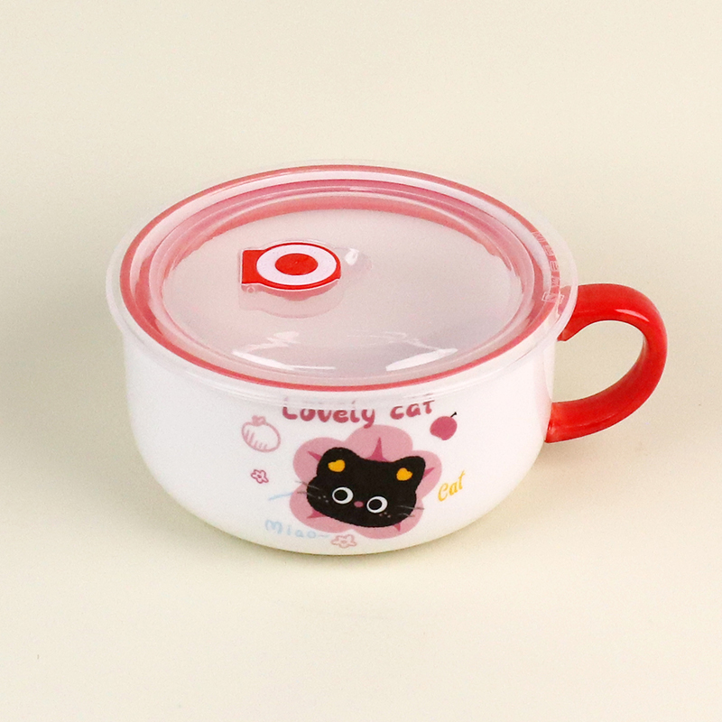 6 inch color glaze handle instant noodle cup