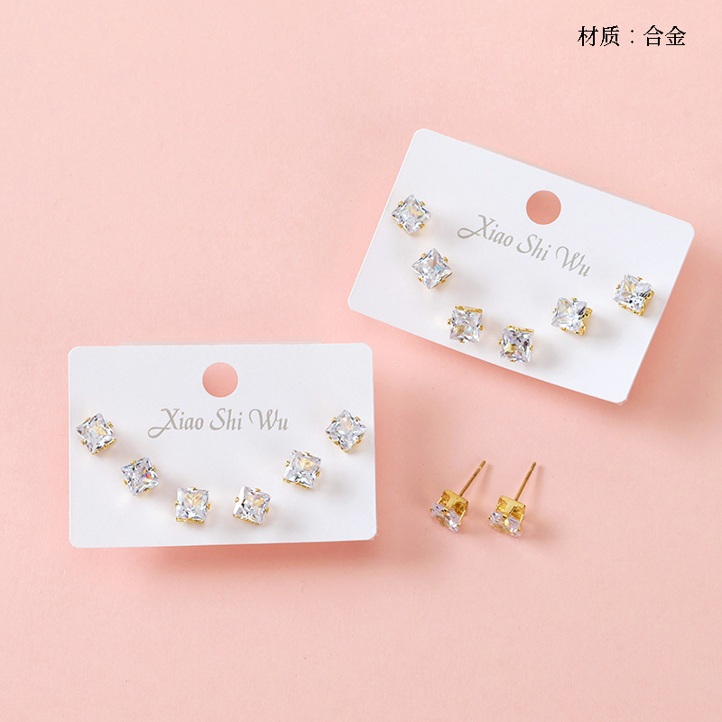 Three pairs of simple zircon earrings