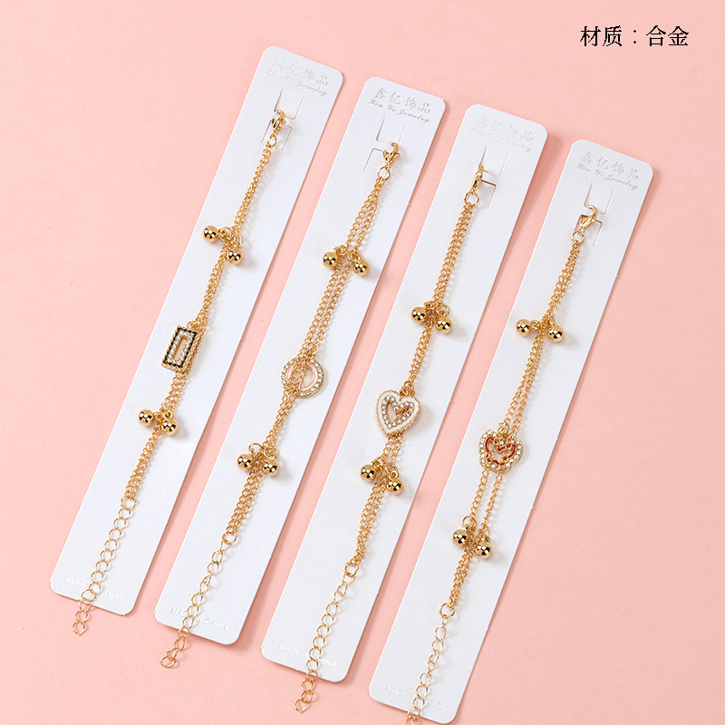 Double-layer diamond bead pendant bracelet