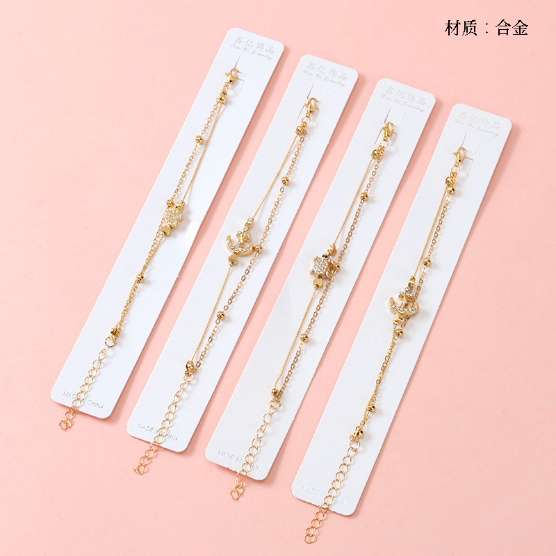 Double-layer diamond bead bracelet