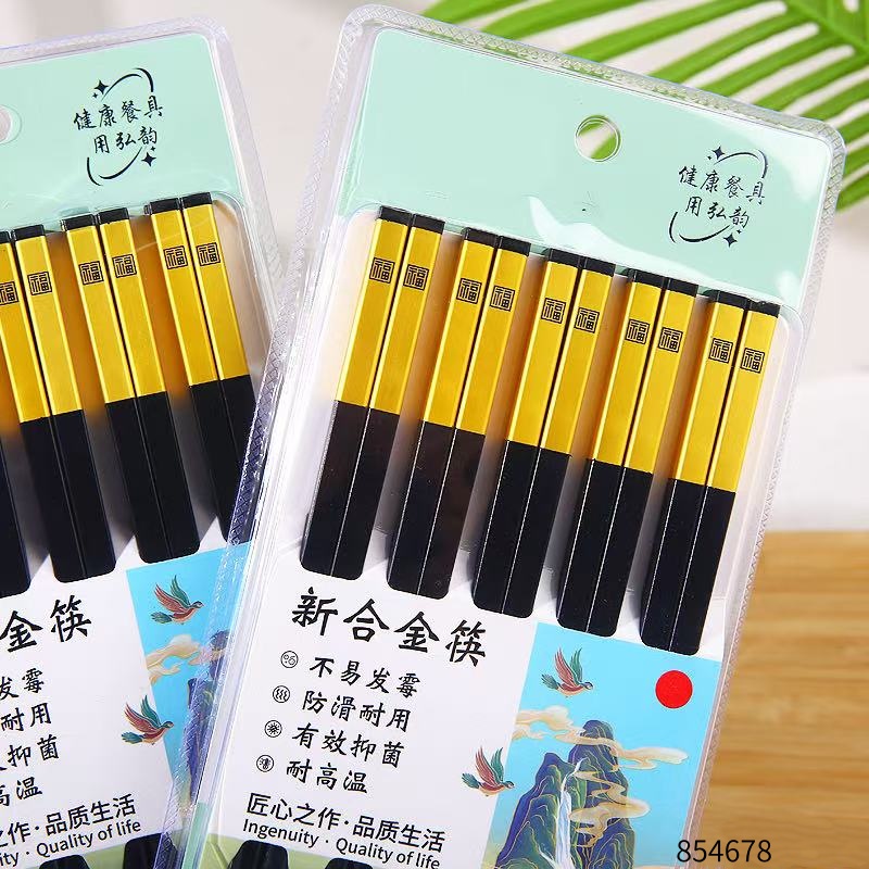 Black Gold Plain Alloy Chopsticks HY-175