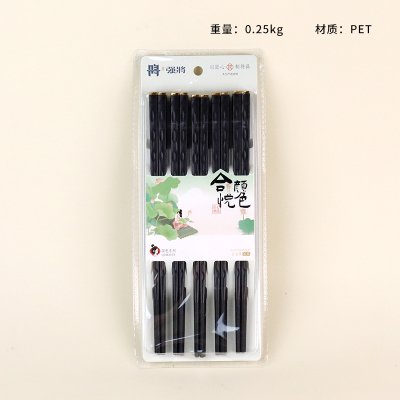 8686 Chinese lucky alloy chopsticks (10 pairs)