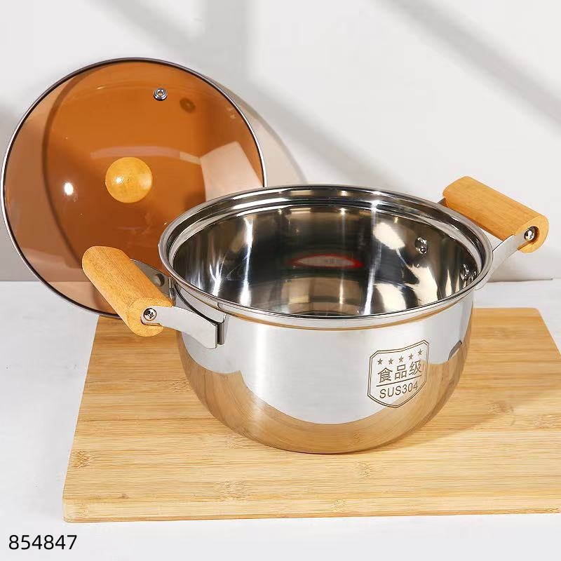 22cm Stainless Steel Double Handle Oak (304) Soup Pot
