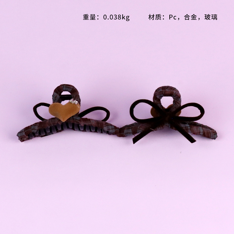 KK-8111 Velvet Bow Plaid Clamp (Mixed)